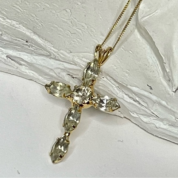Vintage Gold Over Sterling Chain & Cross Pendant - Picture 2 of 10